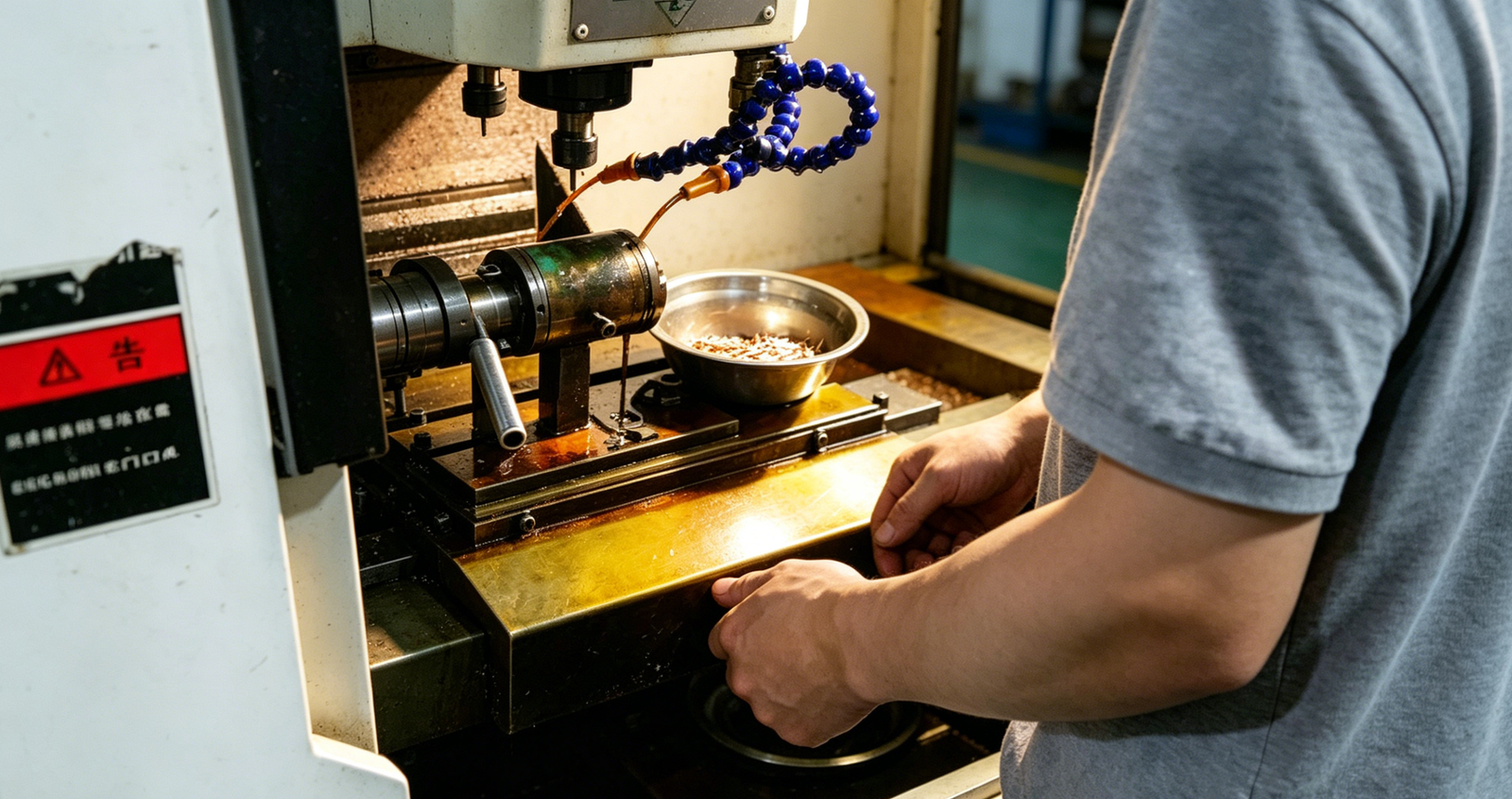 Borway Precision CNC engineer inspecting precision components - quality control process