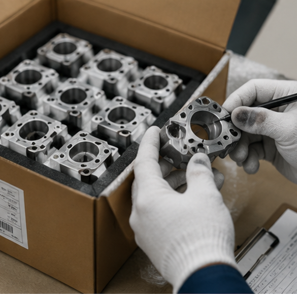 Quality inspection and CNC parts packing