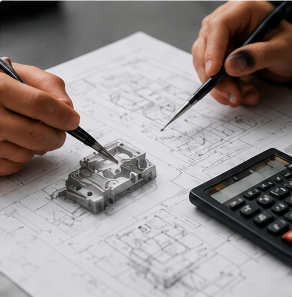 Engineer checking drawing and quotation